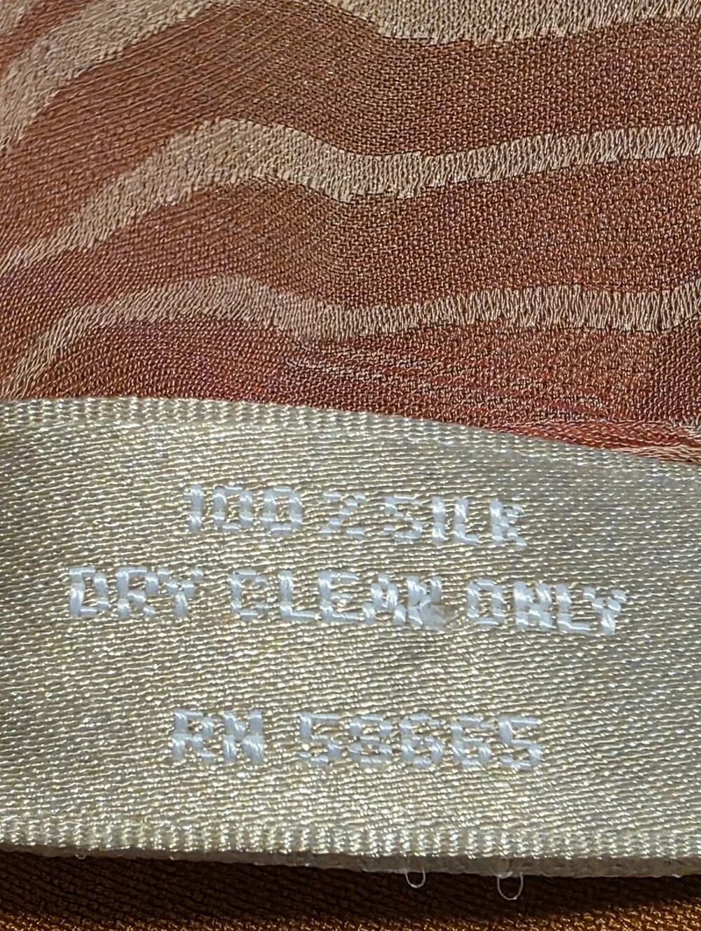 Nordstrom 100% Silk Italian Made Vintage Wave Pattern Warm Tones Ombre Scarf OS